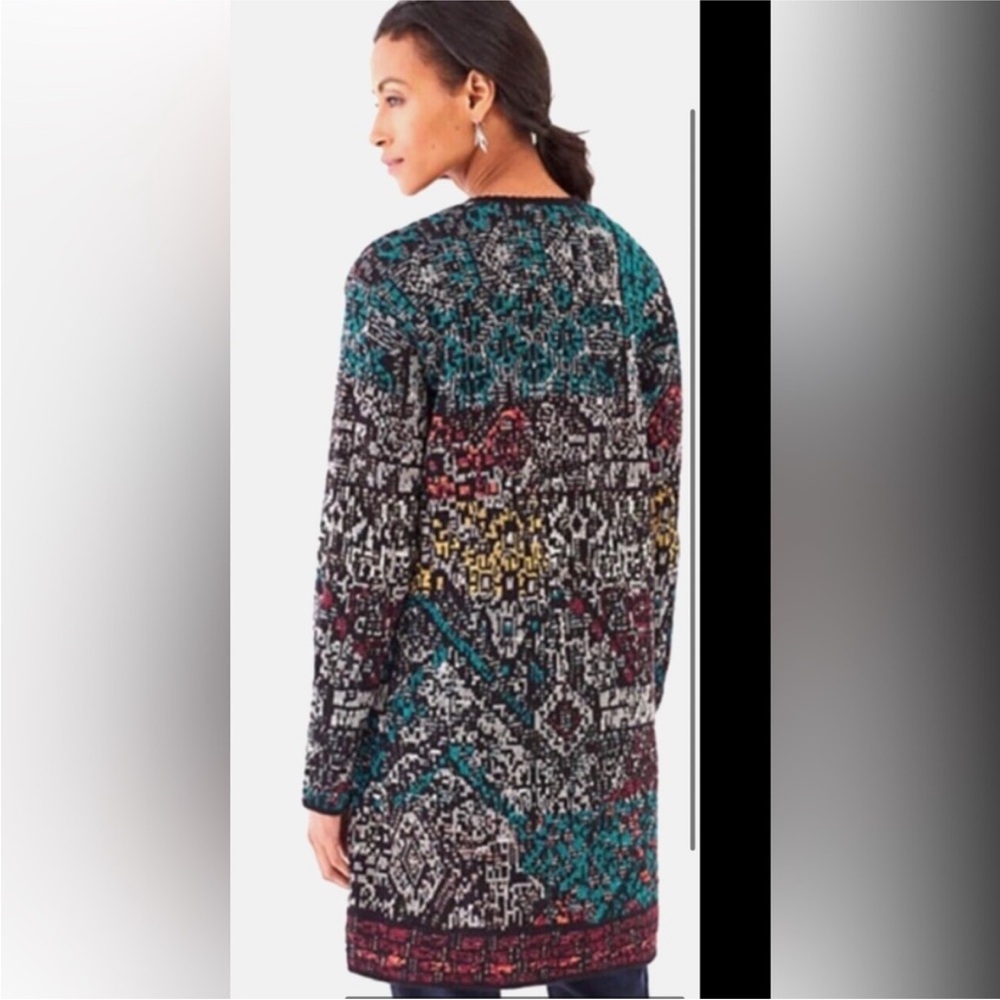 J. Jill Duster Button Front Multicolor Patterned … - image 3